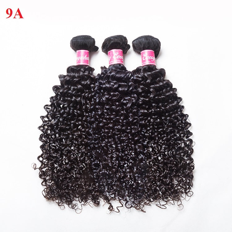 XBL Hair Curly Hair 100% Human Hair 3 Bundles With 4x4 Lace Closure