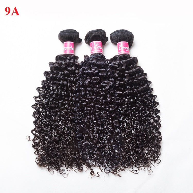 XBL Hair 9A/10A/12A Curly Human Hair 3 Bundles with 13x4 Lace Frontal