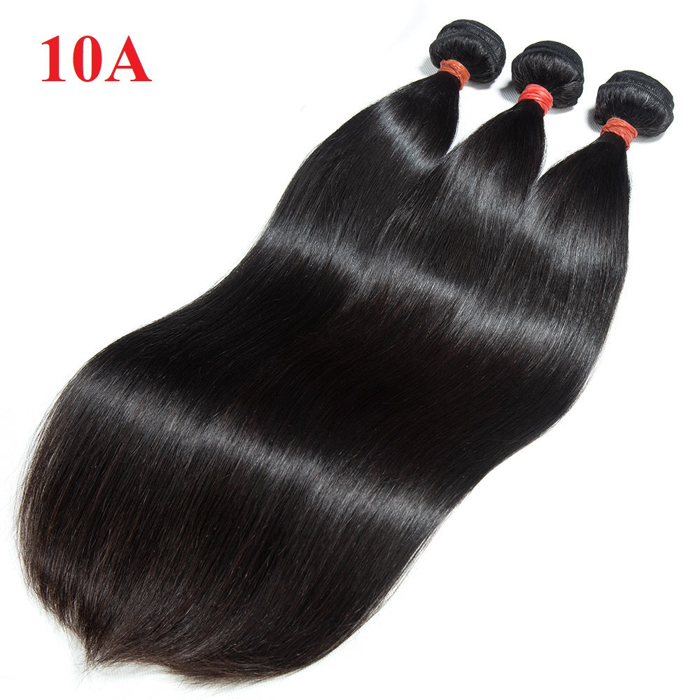 XBL Hair 9A/10A/12A Straight 3 Bundles with 13x6 Frontal with Preplucked Hairline