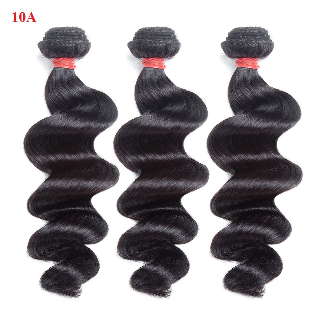 XBL Hair 9A/10A/12A Loose Wave Human Hair 3 Bundles with 13x4 Lace Frontal