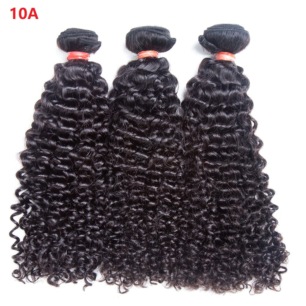 XBL Hair Curly Hair 100% Human Hair 3 Bundles With 4x4 Lace Closure