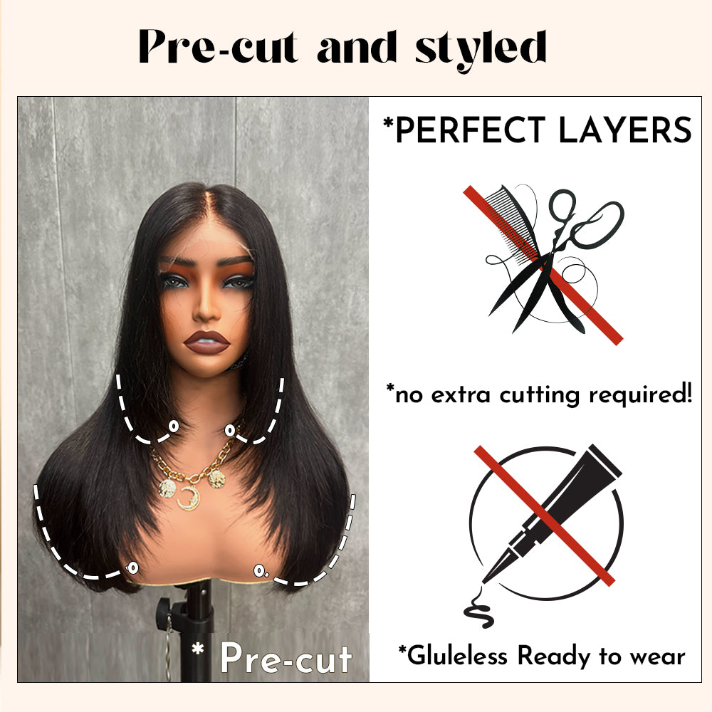 XBL Hair Layer-Cut Star Straight 5x5 HD Lace Closure Wig 250% Density Human Hair Wig