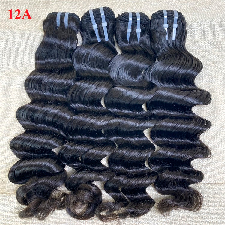 XBL Hair 9A/10A/12A Loose Deep Human Hair 3 Bundles with 13x4 Lace Frontal
