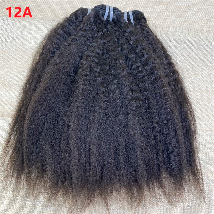 XBL Hair 9A/10A/12A Kinky Straight 3 Bundles with 13x6 Frontal with Preplucked Hairline