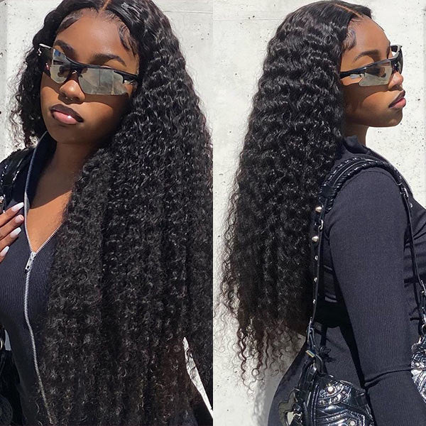 XBL Hair 9A/10A/12A Deep Wave Human Hair 3 Bundles with 13x4 Lace Frontal