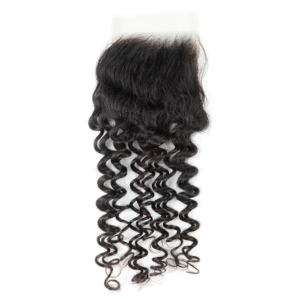 XBL Hair Jerry Curl Hair 3 Bundles with 4x4 Lace Closure Wet And Wavy