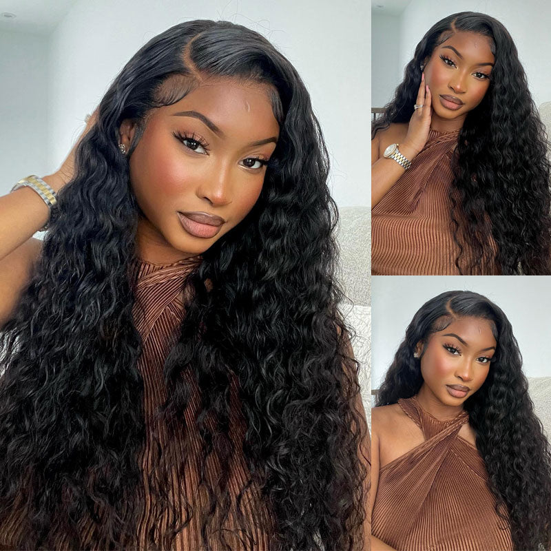 XBL Hair 9A/10A/12A Water Wave Human Hair 3 Bundles with 13x4 Lace Frontal