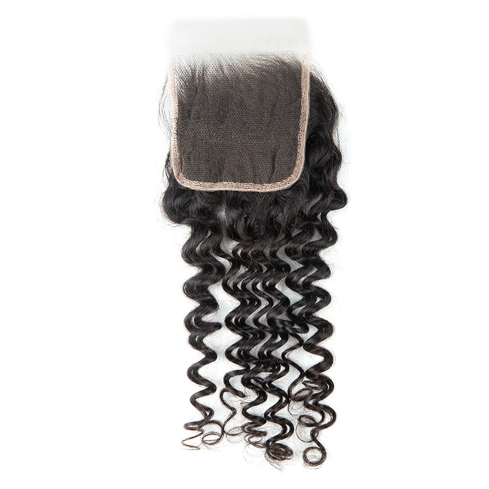 XBL Hair Jerry Curl Hair 3 Bundles with 4x4 Lace Closure Wet And Wavy