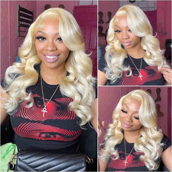 XBL Hair #613 Blonde Body Wave Human Hair 3 Bundles with 13x4 Frontal