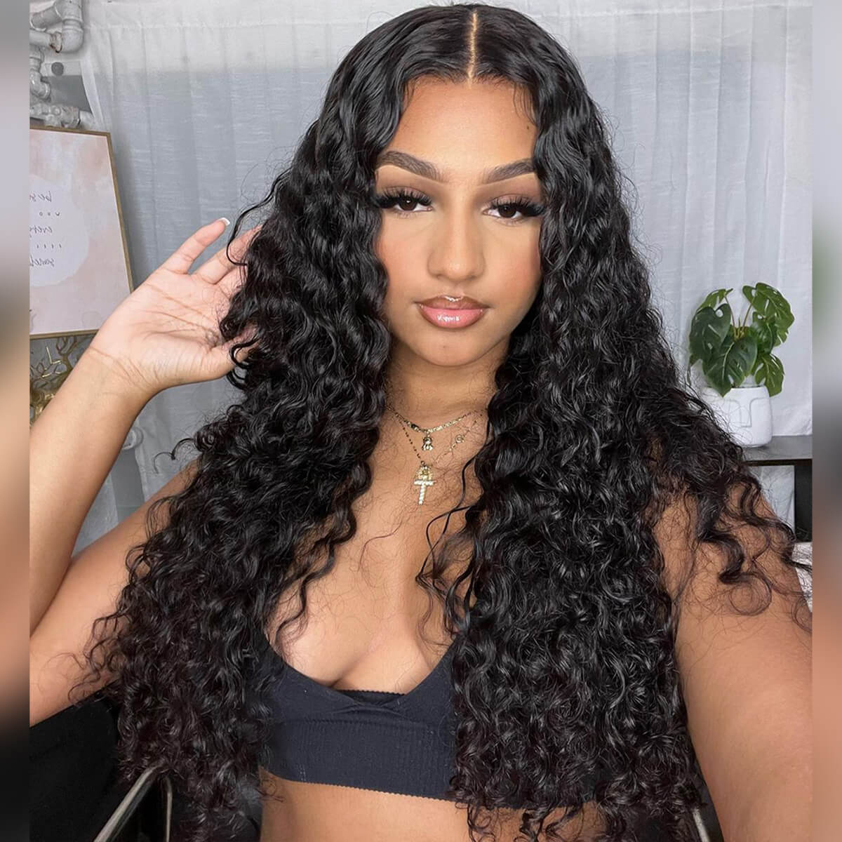 XBL Hair Water Wave Bundles with 4x4 Lace Closure Indian Human Hair Free Part