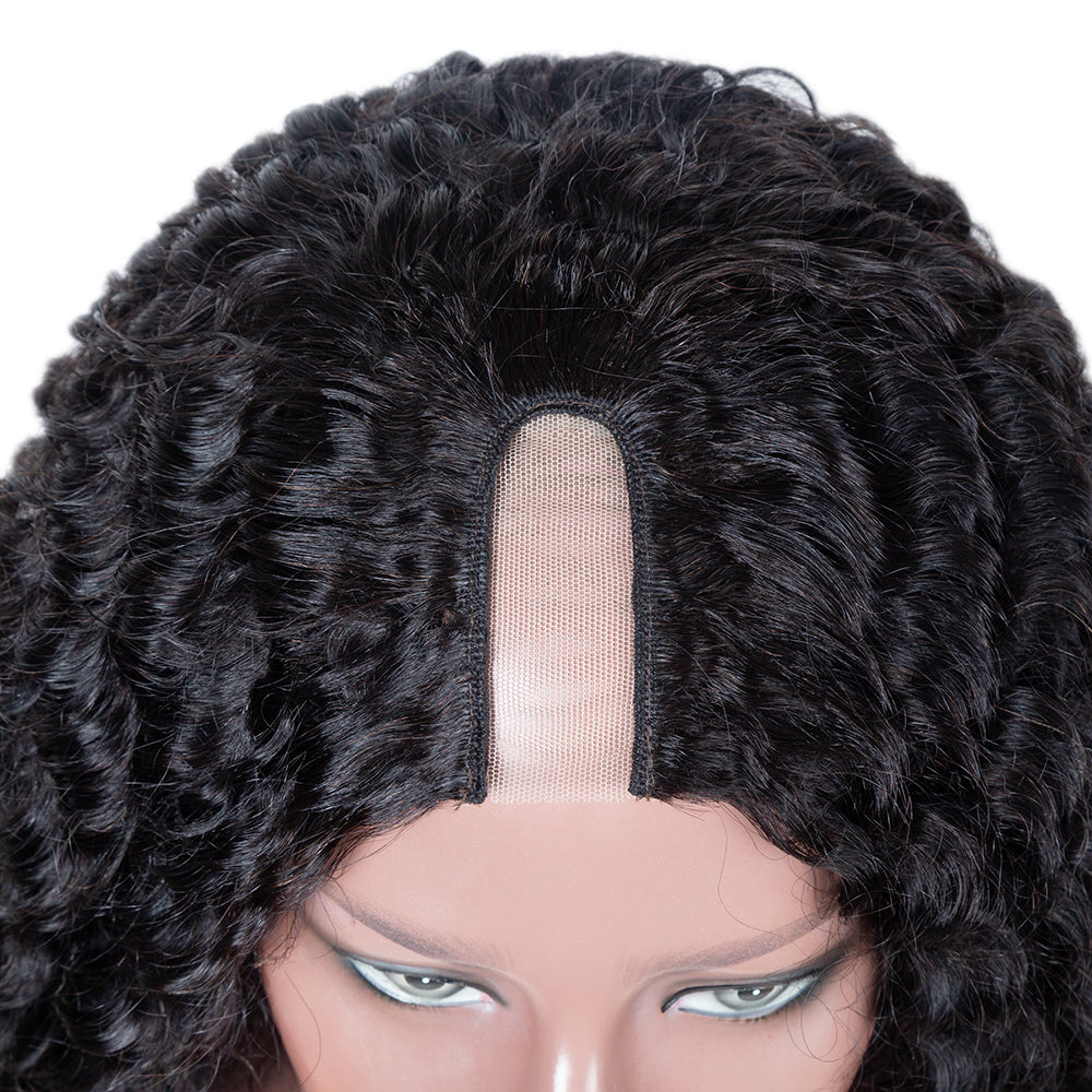 XBL Hair 250% Density Glueless Deep Wave U Part Wig Human Hair Virgin Hair Can Be Dyed