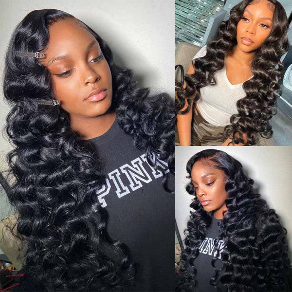 XBL Hair 9A/10A/12A Loose Wave Human Hair 3 Bundles with 13x4 Lace Frontal