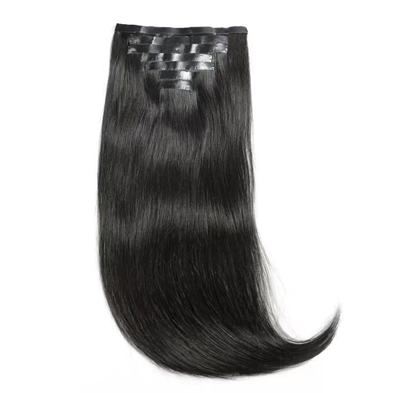 XBL Hair Seamless Clip in Hair Extensions 100g Silicone Weft Silky Straight Black Hair