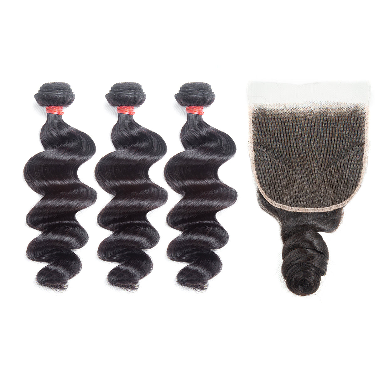 XBL Hair 9A/10A12A Human Hair Bundles with 5x5 Closure Loose Wave