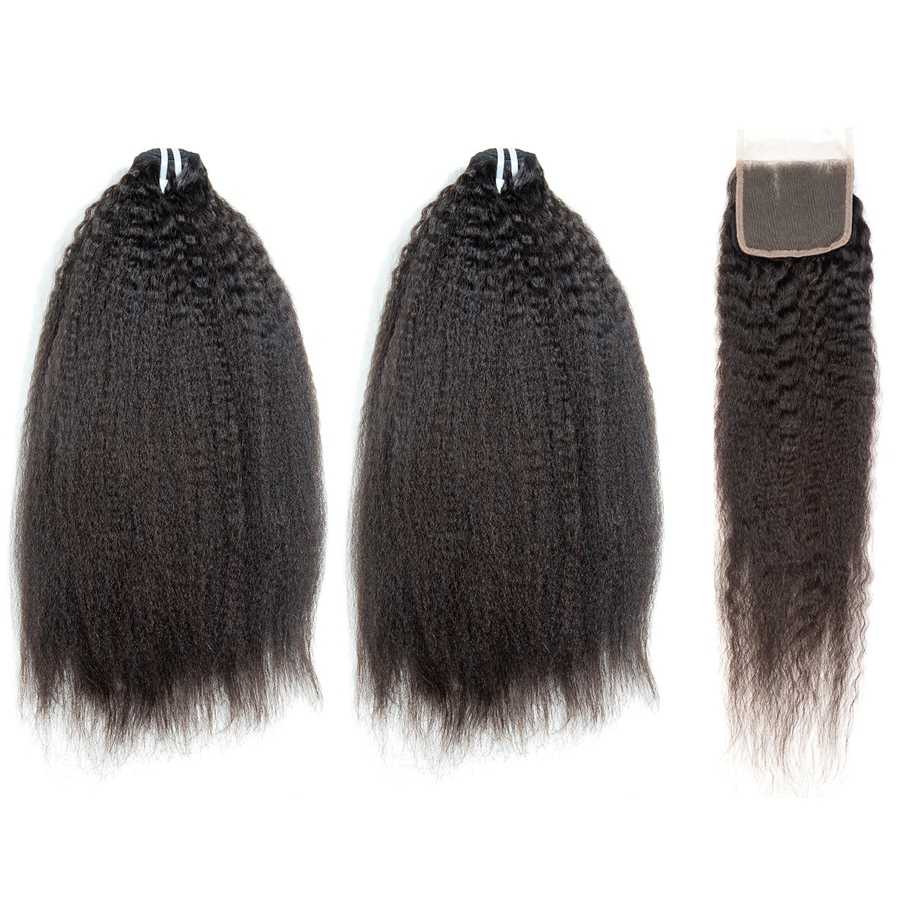 XBL Hair 9A/10A12A Kinky Straight Human Hair Bundles with 5x5 Closure