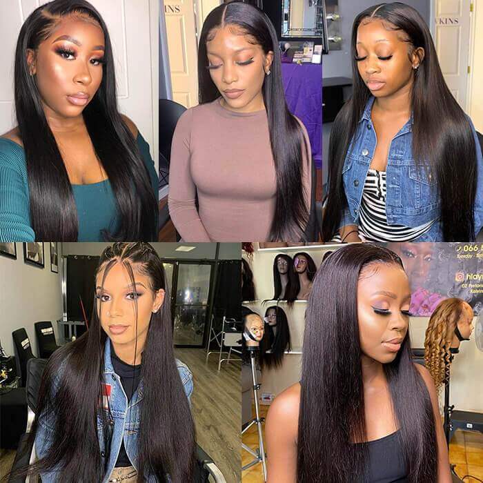 XBL Hair 9A/10A12A Straight Silky Straight Full 3 Human Hair Bundles With with 6x6 HD Closure