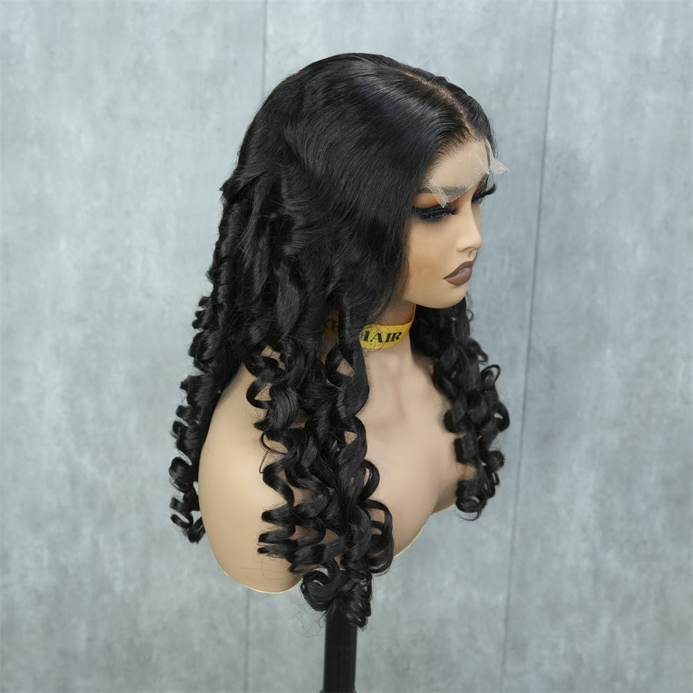 XBL Hair Miss Flawless Tiny Knots 5x5 HD Lace Wand Curl Wig 100% Human Hair Wig Single Doner Hair