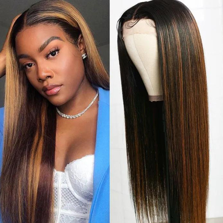 Straight Hair Highlight 1b/30 Lace Frontal Wigs