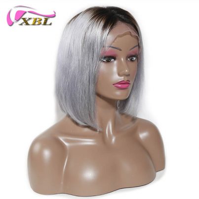 1bGrey Ombre Grey Bob Wig Platinum Lace Frontal Wigs