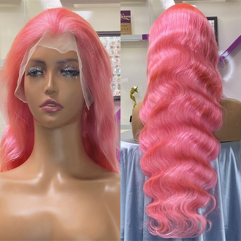 XBL Hair 13x4 Pink Body Wave Lace Front Wig Pre-plucked Body Colored H